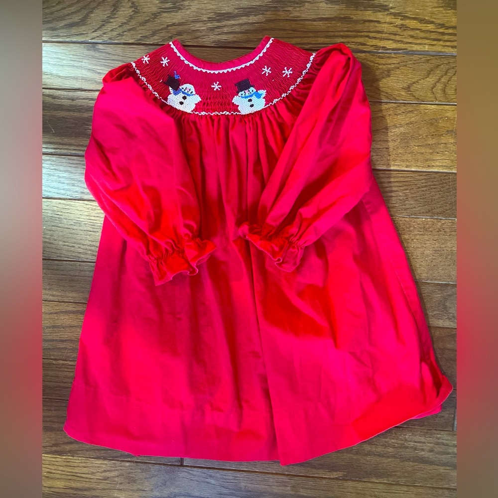 2t smocked snowman dress